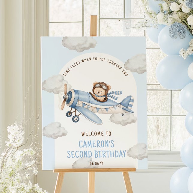 Poster Urso de avião de boas-vindas de aniversário (Criador carregado)