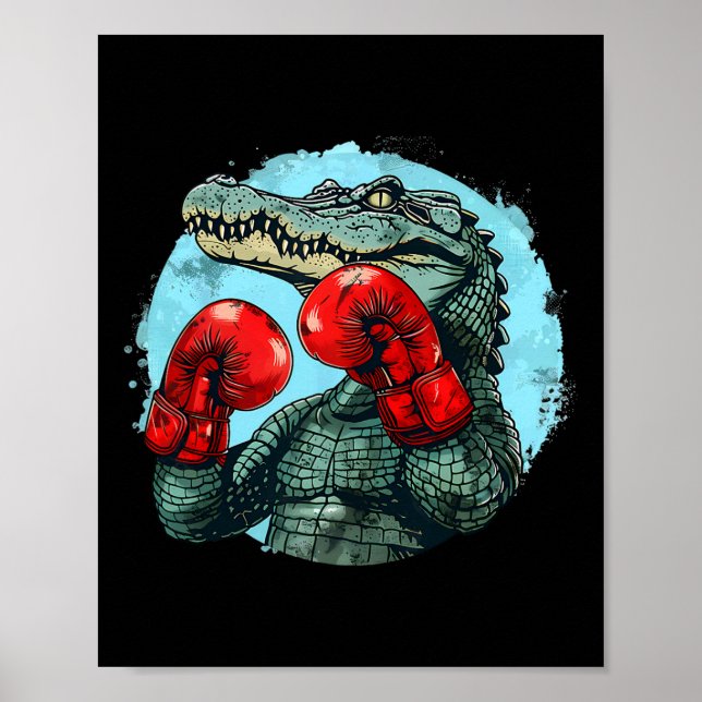 Poster Urso de Boxe Com Luvas de Boxe Kickboxing Funny Bo (Frente)