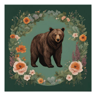 Póster Urso de Cottagecore