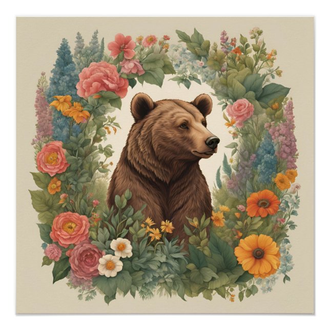 Póster Urso de Cottagecore (Frente)