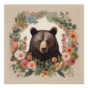 Póster Urso de Cottagecore