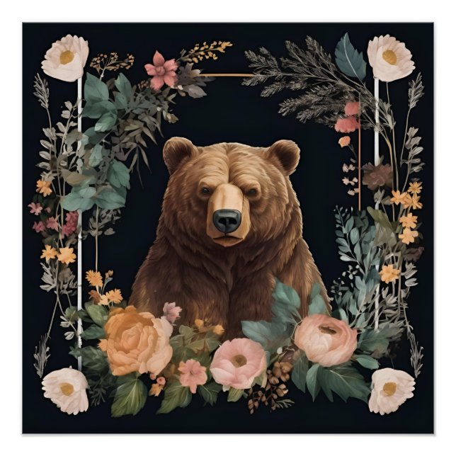 Póster Urso de Cottagecore (Frente)