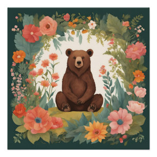 Póster Urso de Cottagecore
