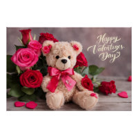 Urso de feliz dia de os namorados com Rosas