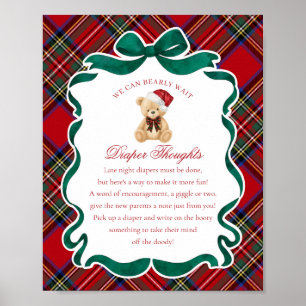 Poster Urso de Fralda Vermelho Xadrez Natal Pensamentos
