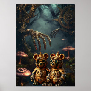 Poster Urso de Goma Mecânico Gótico Floresta Escura Steam