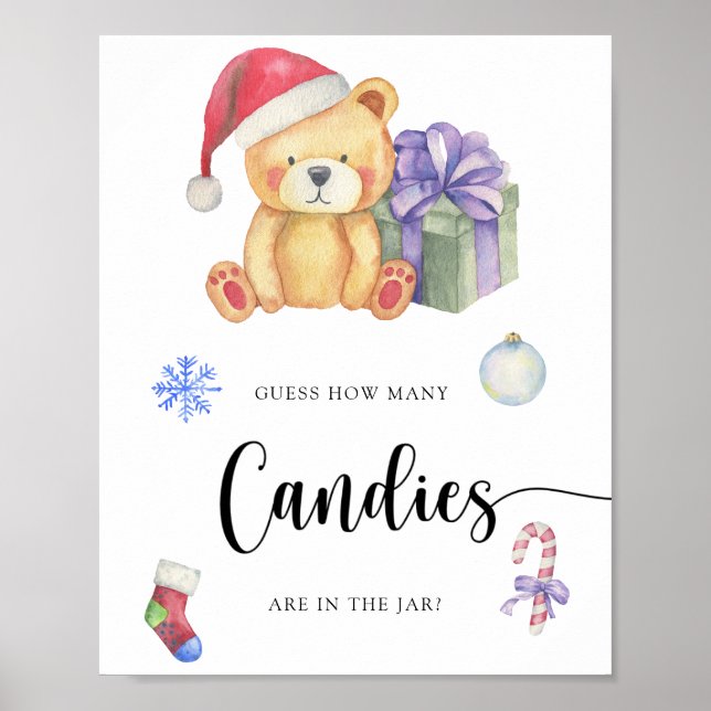 Poster Urso de Inverno - adivinhe quantos doces (Frente)