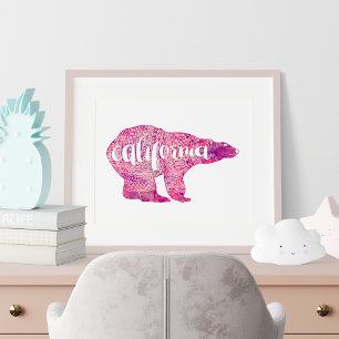 Poster Urso de inverno Rosa da Califórnia