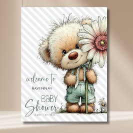 Poster Urso de Listras Cinzas Grande Daisy Bem-vindo ao C