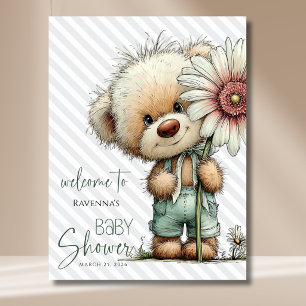 Poster Urso de Listras Cinzas Grande Daisy Bem-vindo ao C