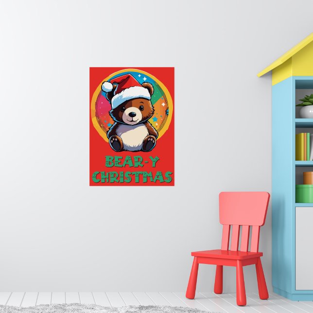 Poster Urso de Natal Bonito Adorável Kawaii Chibi (Berçário 1)