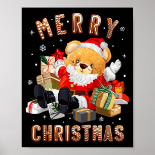 Poster Urso de Natal Bonito Papai Noel