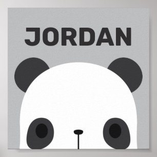 Poster Urso de Panda Bonito com Posto de Nome Personaliza