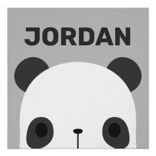 Póster Urso de Panda Bonito com Posto de Nome Personaliza