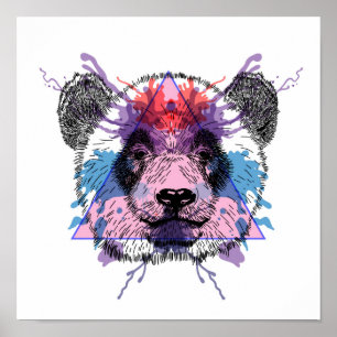Poster Urso de Panda Geométrico