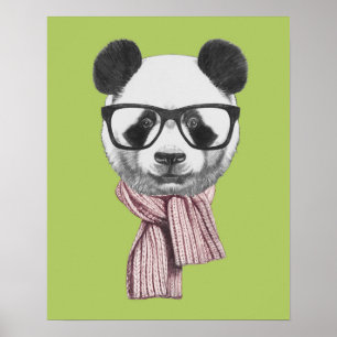 Poster Urso de panda pronto do inverno
