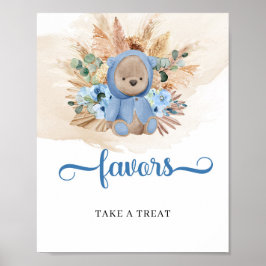 Poster Urso de peluche tropical Boho favores de grama