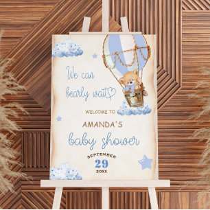 Poster Urso de pelúcia Azul Balão de Ar Quente & Nuvens B