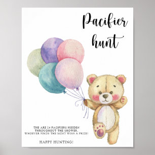 Poster Urso de pelúcia - caça ao chá de fraldas de caça a
