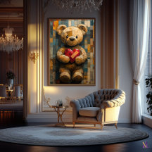 Urso de Pelúcia com Coração em Estilo Vidro Colori