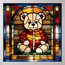 Urso de Pelúcia com Efeito de Vitral Design para D