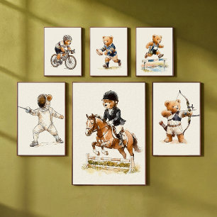 Poster Urso de Pelúcia Corredor de Obstáculos Desporto An