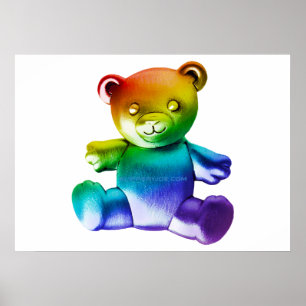 Poster Urso de pelúcia de metal polido SlipperyJoe's grad