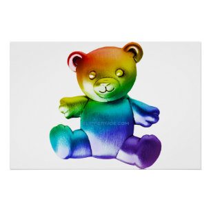 Póster Urso de pelúcia de metal polido SlipperyJoe's grad