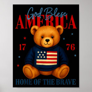 Poster Urso de pelúcia Deus Abençoe a América 4 de julho