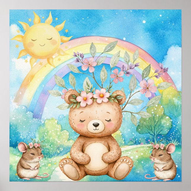 Poster Urso de pelúcia e ratos arco-íris Sonhos Doces Ber (Frente)