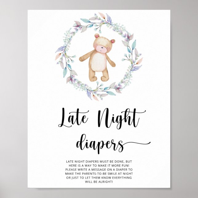 Poster Urso de pelúcia \ Jogo de fraldas tarde da noite (Frente)
