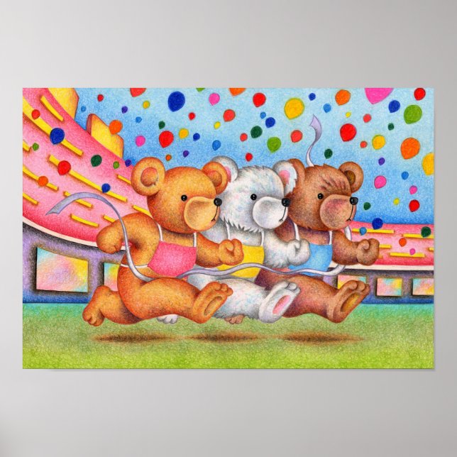 Poster Urso de pelúcia linha de chegada. (Frente)