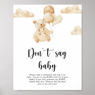 Poster Urso de pelúcia Não diga bebê