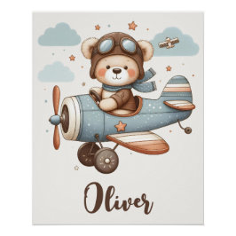 Póster Urso de Pelúcia Piloto Caprichoso Personalizado