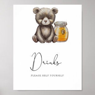 Poster Urso de pelúcia querido - Bebidas sirvam-se