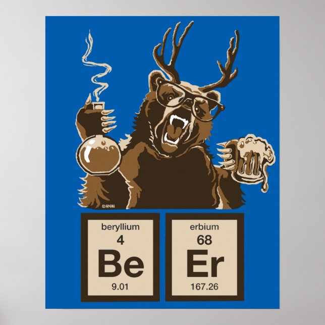 Poster Urso de química descoberto cerveja (Frente)