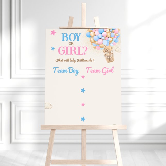 Poster Urso de Revelação de Gênero Rosa Azul Sinal de Vot (Criador carregado)