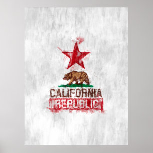 Póster Urso de Sinalizador da República da Califórnia e