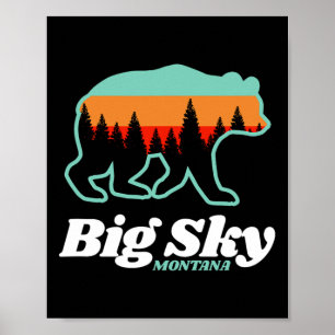 Poster Urso de Snowboard do Big Sky Montana