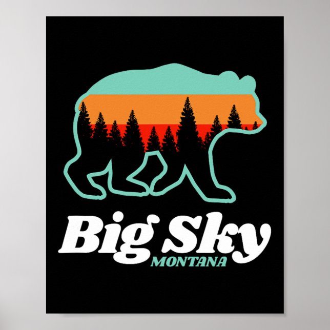 Poster Urso de Snowboard do Big Sky Montana (Frente)