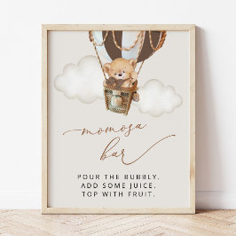 Poster Urso de Teddy, Balão de Ar Quente Marrom, Bar Momo