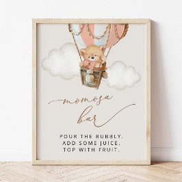 Poster Urso de Teddy, Balão de Ar Quente Rosa, Bar Momosa