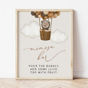 Poster Urso de Teddy, Balões Marrons, Bar Momosa Chá de f