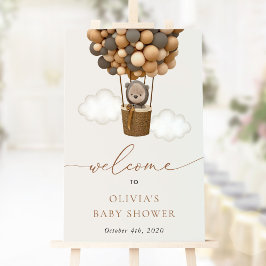 Poster Urso de Teddy, Balões Marrons, Boas-vindas ao Chá 