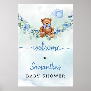 Poster Urso de Teddy com Balões - Sinal de Boas-vindas do