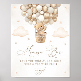 Poster Urso de Teddy com Bar Mimosa Neutral Balões