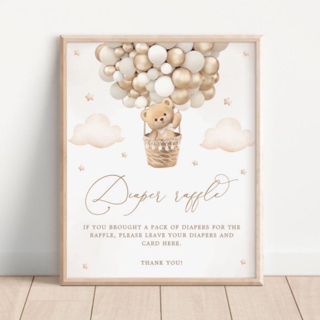 Poster Urso de Teddy com Raffle de Fralda Balão Neutro (Criador carregado)