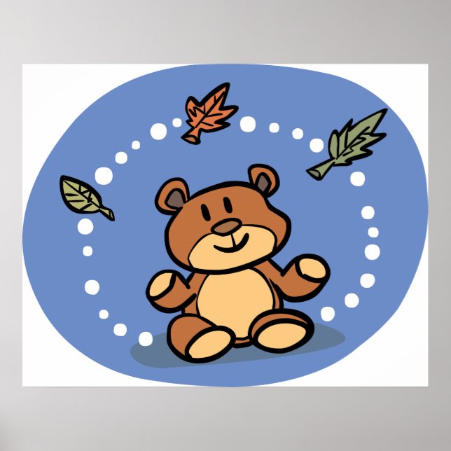 Poster Urso de Teddy de outono (Frente)