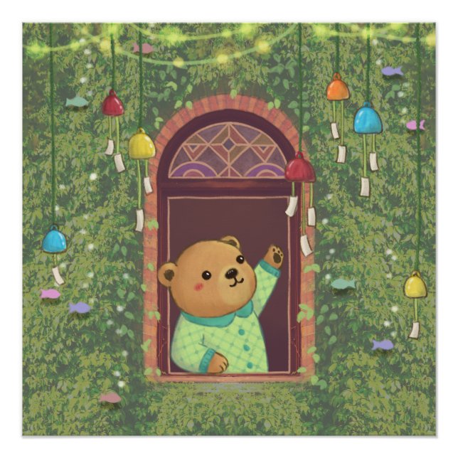 Póster Urso de Teddy e Chimes Eólicos (Frente)