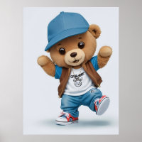 Urso de Teddy legal no Estilo de Hip Hop Arte AI
